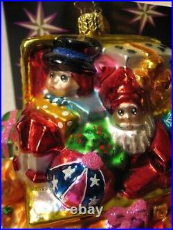 Christopher Radko Marshall Field's Vintage Toy Chest Glass Christmas Ornament