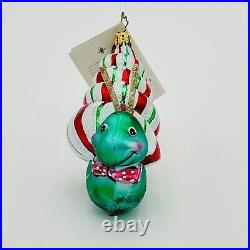 Christopher Radko Peppermint Flash Glass Christmas Ornament 4.5 Snail NEW