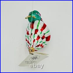 Christopher Radko Peppermint Flash Glass Christmas Ornament 4.5 Snail NEW