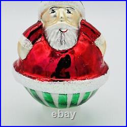 Christopher Radko Rolly Polly Santa Glass Christmas Ornament 4.5 Vintage