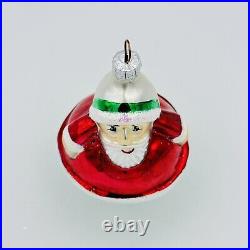 Christopher Radko Rolly Polly Santa Glass Christmas Ornament 4.5 Vintage