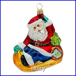 Christopher Radko Santa Sleighride Glass Christmas Ornament 4.5 Vintage 1995