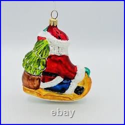Christopher Radko Santa Sleighride Glass Christmas Ornament 4.5 Vintage 1995