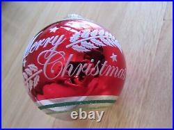 Cl/shiny Brite Radko Merry Christmas Ball Ornament/sparkle/rare