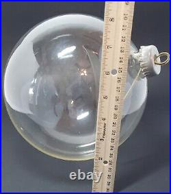 Clear Glass XL Christmas Ball Ornament 9 in with Silver Top Vintage