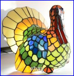 Cracker Barrel Turkey Stained Glass Style Tiffany Style Lamp Vintage Beautiful