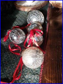 Crackle Glass Heavy Kugel Vintage Ornaments Christmas Mercury Copper Top