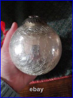 Crackle Glass Heavy Kugel Vintage Ornaments Christmas Mercury Copper Top