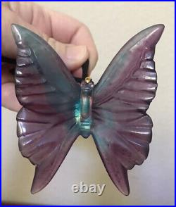 Daum Butterfly Papilion Christmas Ornament Blue Amethyst Pate Verre Glass 3