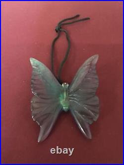 Daum Butterfly Papilion Christmas Ornament Blue Amethyst Pate Verre Glass 3