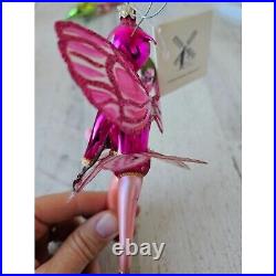 David strand pink fairy Italian ballerina glass ornament rare signed vintage Xma