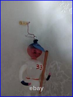 De Carlini Baseball Player Christmas Ornament 1960s Excellent