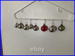 Eight Set Mercury Glass Christmas Ornaments Vintage Stripes Indents Shiny Brite