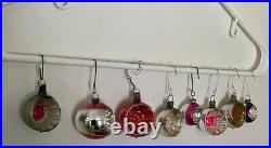 Eight Set Mercury Glass Christmas Ornaments Vintage Stripes Indents Shiny Brite