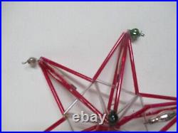 Fabulous Old Glass Bead Christmas Ornament Tree Top Star 9 Inches