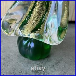 Genuine Murano Clear & Green Crystal Art Glass Christmas Tree 8.5 italy VTG