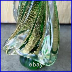 Genuine Murano Clear & Green Crystal Art Glass Christmas Tree 8.5 italy VTG