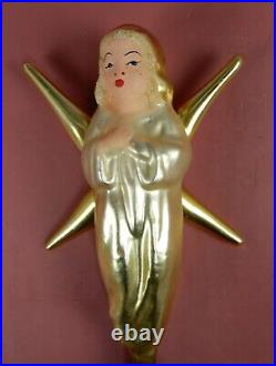 German Antique Glass Angel with Spike Wings Christmas Tree Ornament withClip Base