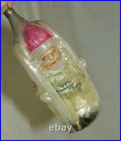 German Antique Glass Figural Boy In A Toboggan Vintage Christmas Ornament 1920's
