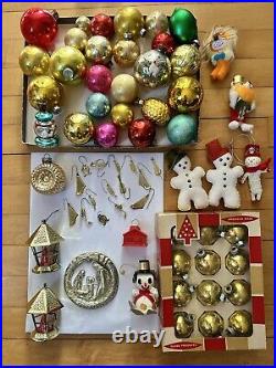 HUGE Lot 64 Vintage Antique Christmas Ornaments Musical Japan Putz Mercury Glass