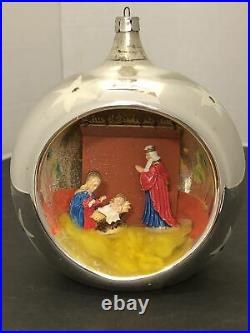 HUGE VINTAGE Blown mercury glass Nativity Diorama Christmas ornament Austria