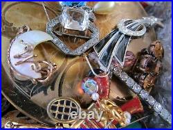 HUGE Vintage Now Jewelry Lot Rhinestone Signed Wear Compacts Repair Xmas Lbs