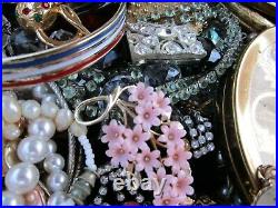 HUGE Vintage Now Jewelry Lot Rhinestone Signed Wear Compacts Repair Xmas Lbs
