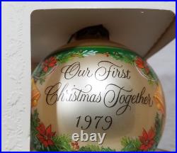 Hallmark 1979 Our First Christmas Together Glass Ball Ornament Vtg Retro