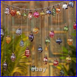 Handcrafted 25 Piece Glass Assorted Vintage Multicolor Christmas Ornaments