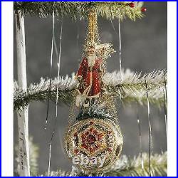 Holiday Ornaments VICTORIAN SANTA SCRAP ORNAMENT Glass Vintage Handmade Nc7567