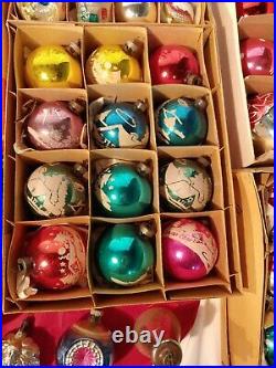 Huge Antique & Vintage Christmas Glass Ornaments Over 120 Pieces In The Set