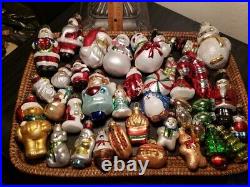 Huge Lot X39 Vintage Mercury Glass Christmas Ornaments Santa Nutcracker Snowman