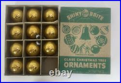 Huge Lot of 46 Vintage Glass Shiny Brite Christmas Ornaments Silver & Gold Balls