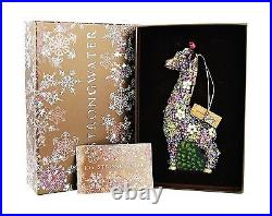 Jay Strongwater Mille Fiori Giraffe Glass Christmas Ornament Swarovski New Box