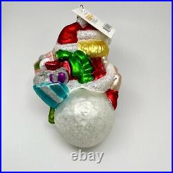 Kermit Miss Piggy Snowball Christopher Radko Glass Vintage Christmas Ornament