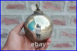 Kugel Glass Ball Hanging Vintage Christmas Decorative Ornament Antique Silver