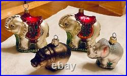 LOT OF 21 VTG ANIMAL GLASS CHRISTMAS ORNAMENT Tiger Elephant Frog Rabbit Monkey