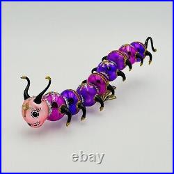 Larry Fraga Centipede Clip On Glass Christmas Ornament 12 RARE Glitter Bug