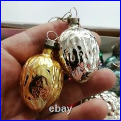 Lot (11) antique blown glass mini Christmas ornaments fruit bell nut