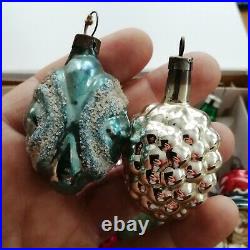 Lot (11) antique blown glass mini Christmas ornaments fruit bell nut