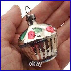 Lot (12) antique Czech blown glass Christmas tree ornaments cupcake fruit