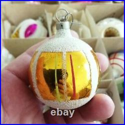 Lot (12) antique glass Christmas ornaments indent bell fir cone mushroom heart