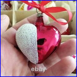 Lot (12) antique glass Christmas ornaments indent bell fir cone mushroom heart