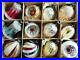 Lot-12-antique-glass-Christmas-ornaments-indent-mica-stripe-walnut-bell-01-mxc
