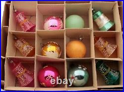 Lot (12) antique vintage Czech blown glass Christmas tree ornaments round bell
