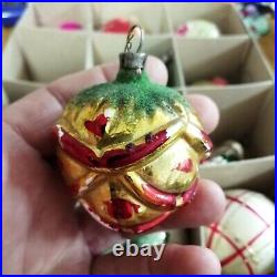 Lot (12) antique vintage glass Christmas ornaments bell santa basket mercury