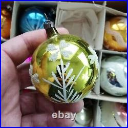 Lot (12) vintage Czech blown glass Christmas tree decoration balls 1950's 1960's