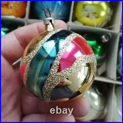 Lot (12) vintage Czech blown glass Christmas tree decoration balls 1950's 1960's