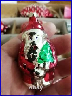 Lot (12) vintage Czech glass Christmas ornaments bell fircone mushroom santa