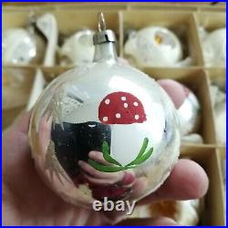 Lot (12) vintage mercury glass Christmas ornaments indent reflector mushroom